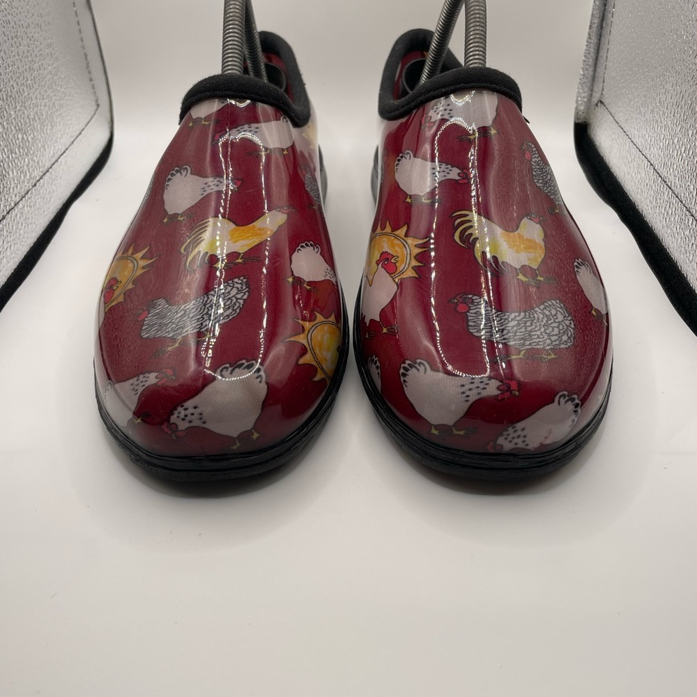 Sloggers Red Chicken Print Garden Clogs size 10 - Picture 4 of 10